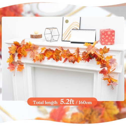 MAKHOT Fall Decor -5.9 Ft Autumn Thanksgiving Maples Leaf Garland-Fall Decor Garland for Halloween Mantle Fireplace Farmhouse Harvest Decorations for Home Outdoor Indoor Porch - color: Maple-1pcs