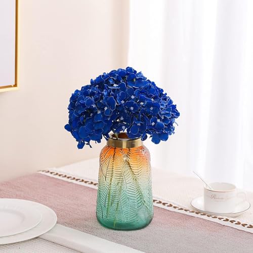 Fake Blue Hydrangea Artificial Flowers - Faux Silk Hydrangeas Flowers Heads with Stems Real Touch for Home Wedding Party Table Decor(Royal Blue,Pack of 10) - color: Royal Blue