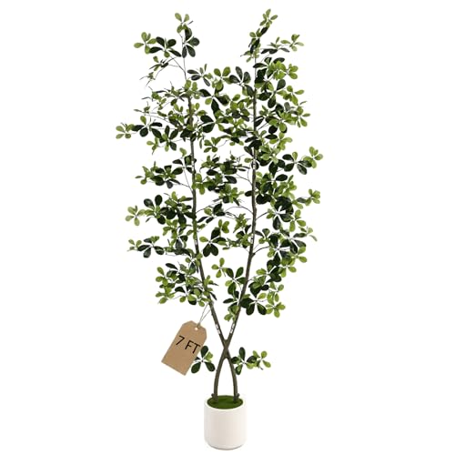 7ft Fake Olive Tree Artificial Indoor,Artificial Olive Tree with Pot,Large Olive Branches,for Home Office House Living Room Decor. - color: 7ft