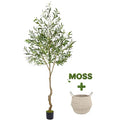 Warmplants Artificial Olive Tree, 7ft Tall Fake Olive Leaves Plant with Basket, Indoor Outdoor Faux Olive Topiary Silk Tree for Home Livingroom Office Décor - size: 7ft
