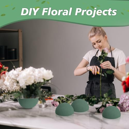 STEFORD 4 PCS Half Ball Floral Foam, Round Floral Dry Foam Blocks Green Flower Styrofoam for Fresh and Artificial Flower Arrangements (3.5 X 1.8 Inches) - size: 3.5 X 1.8 Inch