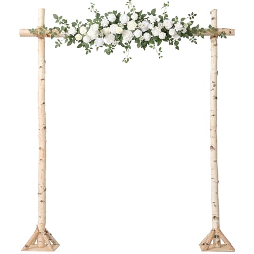 Ling's moment Wedding Arch Flowers - 6.5FT Floral Garland for Ceremony Arbor Backdrop Decoration - Artificial Rose Floral Swag for Sweetheart Table Birthday Party, Baby Shower, White Green - color: Wht-white & Sage