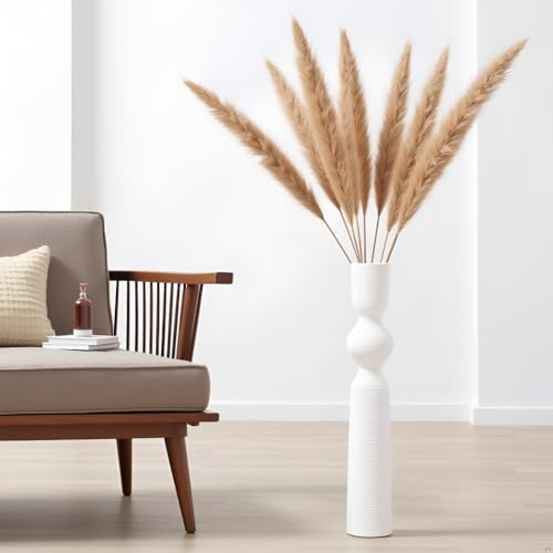 White Vases, 23.62'' Tall Floor Vase with 13.5'' Mouth & 4.3'' Base, Ideal for Dried Pampas Grass & Home Decor, Modern Floor Vase for Living Room/Entryway - color: White