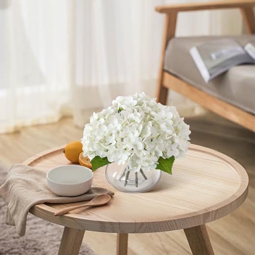 Leftover Hydrangea Artificial Flowers with Vase,White Real Touch Hydrangea Flowers with Butterfly,Faux Hydrangea Flowers for Floral Centerpieces for Tables,Home Decor,Wedding Decor,Coffee Table Decor - color: White Hydrangea