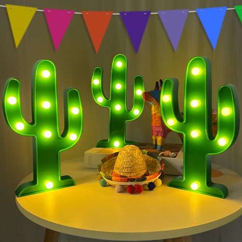 Extra Large - 3 Pack LED Cactus Light Cinco de Mayo Decorations 10 x 5.5 Inch Cactus Decor Mexican Fiesta Party Decorations Cute Night Lamp for Table Kids' Room Bedroom Living Room Gift Party Home - size: 3 Pack-10 x 5.5 Inch