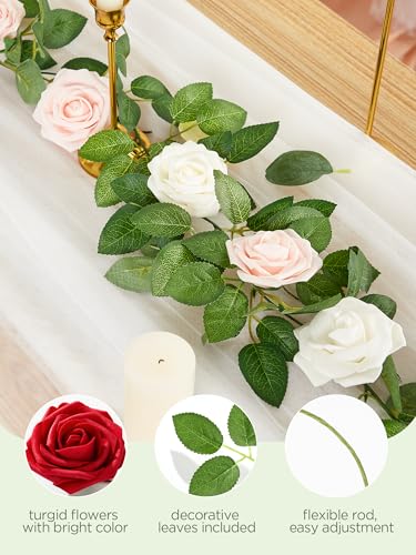 InnoGear Artificial Flowers, 50 Pcs Ivory White Foam Fake Roses Bulk with Stems for Mother's Gift Decoration DIY Wedding Bouquets Centerpieces Bridal Shower Party Christmas Tree - color: Ivory