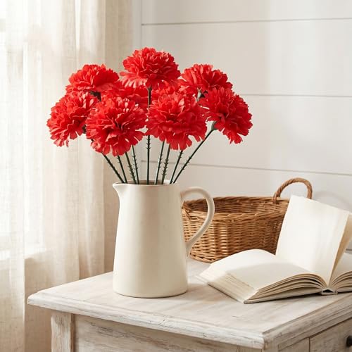 Larksilk 1000 Pack Artificial Carnations - Bulk Silk Flowers for Weddings, Mother's Day, Graduations, Easter & Memorial Day - 3.5" Heads, 5" Stems, Real Touch Petals, 18 Colors Available - Red - color: Red, size: 1000