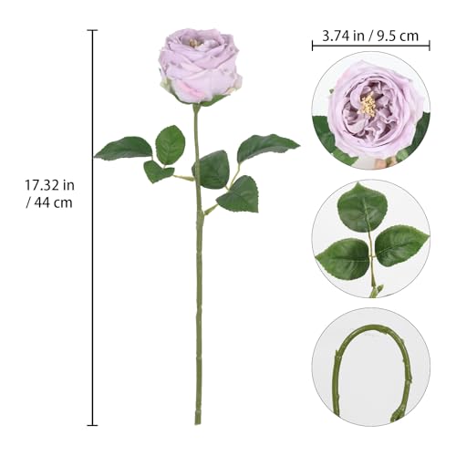 IPOPU 5PCS Light Purple Roses Artificial Flowers Real Touch Peonies with Stem for Wedding Bouquet Party Home Decor (Light Purple) - color: Light Purple