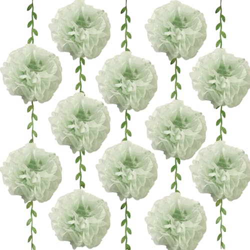 Green Flower Garland for Backdrop - 2 Pcs Artificial Flower Garlands for Wedding Party Arch Decor, 8.2 Ft Hanging Fake Paper Floral Vines for Room Wall Table Garden Background Decorations - color: Green