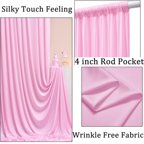 10ft x 8ft Wrinkle Free Pink Backdrop Curtain Drapes, Thick Polyester Baby Pink Backdrop for Girls Birthday Wedding Party Background Baby Shower - color: Pink, size: 10ftx8ft