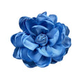 Dainty Satin Rose Flower Brooch Pins for Women Delicate Large Camellia Pins Shawl Clips Duckbill Clips Wedding Prom Banquet Party Jewelry Gift - color: Blue