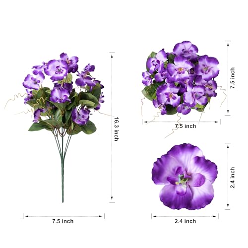 Hoppwodd Hibiscus Artificial Flowers for Outdoors Spring Decoration, 6 Bundles Faux Silk Flowers UV Resistant Look Real Artificial Tropical Flower Fake Plants for Outside Planter Porch Patio, Mix - color: Mix(red+pink+white+yellow+purple+light Purple)