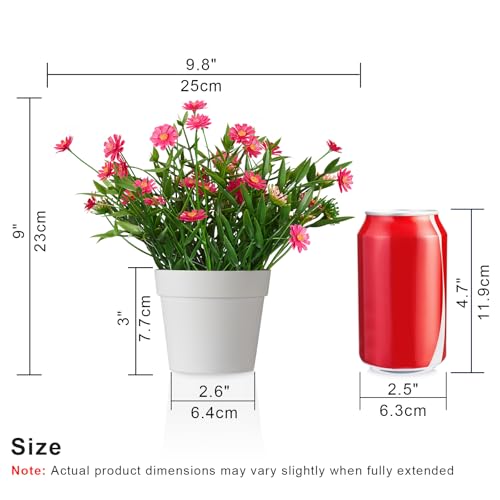 Fake Plants Daisy for Bathroom Decor, Small Potted Artificial Plants Indoor for Shelf Desk Home Bathroom Farmhouse Room Coffee Table Decor, Red (Pack of 2) - color: Red