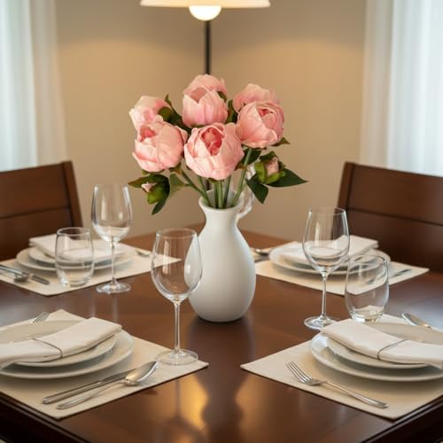 Artificial Peony Flowers 6 Pack 14 Inch Shabby Chic Pink Real Touch Latex Peonies for Spring Home Decor, Dining Table Centerpieces, Wedding Bouquets & Party Arrangements - color: Shabby Chic Pink