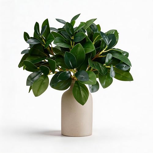 12 Inch Artificial Plant Indoor,Small Fake Plants Eucalyptus Stems With Vase,Faux Greenery In Pot For Farmhouse Home Decor,Bathroom Living Room Kitchen Office Coffee Table Centerpiece (cream white) - color: Cream White