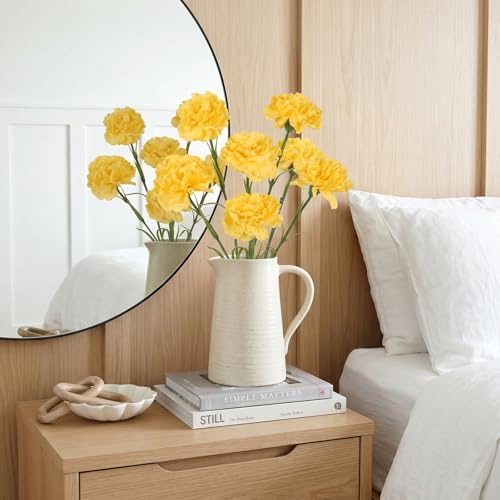 IPOPU 6PCS Dark Yellow Real Touch Carnations Artificial Flowers 20'' Realistic Faux Flowers Fake Carnations with Long Stems for Fall Wedding Party Home Table Centerpieces Decor (Dark Yellow) - color: Dark Yellow
