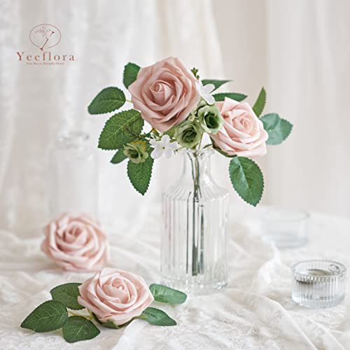 Artificial Flowers, 25pcs Artificial Rose for DIY Wedding Bouquets Centerpieces Arrangements, Pink Foam Roses with Stem for Bridal Shower Party Home Decorations - color: Pink, size: 25pcs