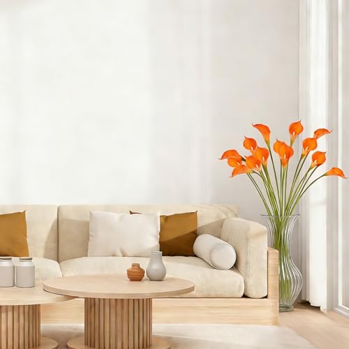 Calla Lily Artificial Flowers 22PCS 25" Real Touch Long Stem Faux Calla Lillies for DIY Wedding Bouquet Party Home Decor (Sunset Red) - color: Sunset Red