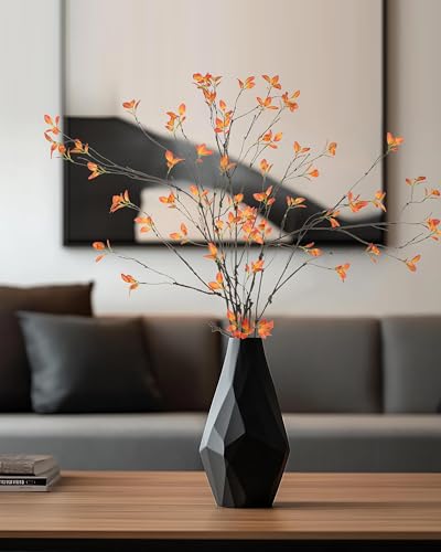 DuHouse 34" 5Pcs Artificial Ficus Branches Artificial Fall Greenery Stems Branches for Vase Filler Home Decor Table Centerpieces Garden Decoration(Orange) - color: Orange, size: 34"