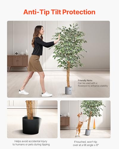 VEVOR 5FT Artificial Ficus Tree with Black Pot, Tall Faux Ficus Plant with Natural Wood Trunk and Realistic Green Leaves, Indoor Fake Silk Tree for Home, Office, Living Room, or Corner Décor - color: Artificial Ficus Tree, size: 5ft