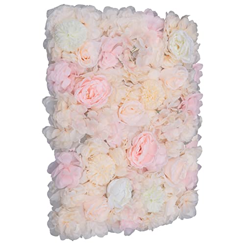Gdrasuya10 6pcs Realistic Flower Wall Background Artificial Flowers Wall Backdrop Panel 3D Silk Rose Fake Flower Wall Panel Banquet Wedding Party Decor, Photography Background 60 x 40 cm - color: 6pcs, Champagne