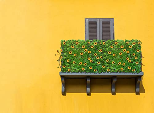 Expandable Fence Privacy Screen for Balcony Patio Outdoor,Decorative Faux Ivy Fencing Panel,Artificial Hedges (Single Sided Leaves) (2) - color: Sunflowers