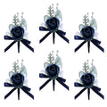 Marriwise 6pcs Rose Boutonniere for Men, Artificial Flowers Wedding Groom Groomsmen Boutonniere for Wedding/Anniversary/Prom/Rustic Wedding/Homecoming (Dark Navy Blue) - color: Dark Navy Blue