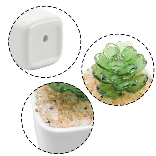 Green Glass Succulent Planter 3 Inch Potted Faux Succulent for Desk Decor Home Aesthetics - color: Green Succulent