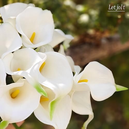 Letjolt Artificial Calla Lily Flowers, Yellow White, 20Pcs | Fake Flower Bouquet, Home Decoration, Wedding Party Decor - color: Yellow-white
