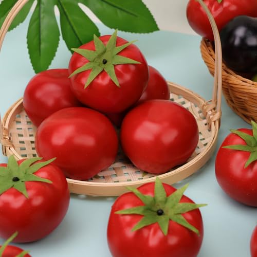 Gresorth 6pcs Artificial Lifelike Simulation Tomato Fake Fruit Vegetable Home Party Kitchen Decoration - color: Tomato