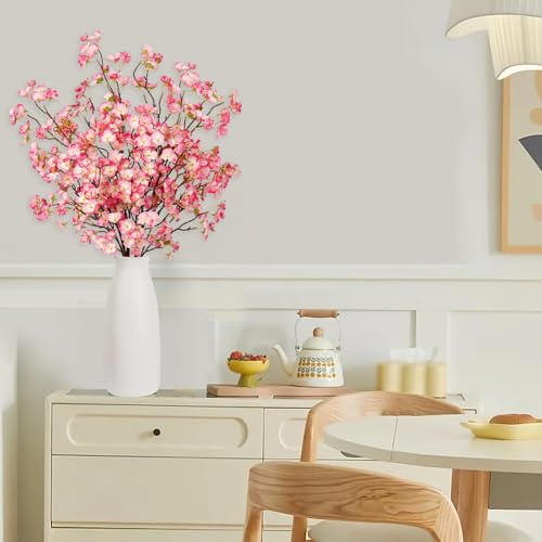 Dremisland 4Pack Artificial Cherry Blossom Flowers 39.3in Faux Cherry Blossom Branches Silk Flowers in Vase Pink Peach Faux Flowers Spring Decor Wedding Party Home Table Vase Decor