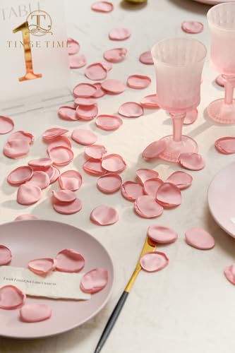 TINGE TIME 200pcs Silk Rose Petals Dusty Pink Flower Petals for Wedding, Flower Girl Basket, Aisle Runner, Romantic Dinner Centerpieces, Proposal, Party Confetti - color: Dusty Pink