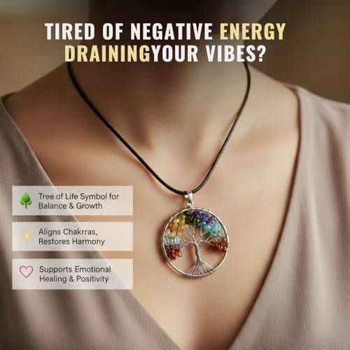 7 Chakra Crystal Tree of Life 10-12 Inch | 300 Natural Gemstone Beads | Healing Crystal Tree with Chakra Bracelet & Pendant | Money Tree, Positive Energy, Good Luck | Birthday Gift for Women - color: Seven Chakra Silver Wire Set (300 Beads)