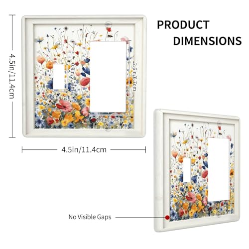 Decorative Art Light Switch Covers Watercolor Wildflower Bouquet 2 Gang Single Toggle Rocker Combination Electrical Faceplate Switchplate Wall Plate for Home Decor - color: Watercolor Wildflower Bouquet, size: 2 Gang 1-GFCI 1-Toggle Comb/4.5 x 4.5 IN