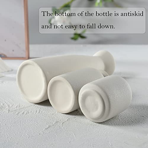 CEMABT White Ceramic vase Set-3 Small Flower vases for Decor,Modern Boho Farmhouse Home Decor,Decorative vase for Pampas Grass&Dried Flowers,idea Shelf,Table,Bookshelf ，Entryway- Distressed - color: 3set-white