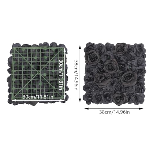 DNYSYSJ 12pcs 15" X 15" Rose Artificial Flower Wall Panels - Black Roses Backdrop for Wedding Decor - color: Black Rose, size: 12 pieces