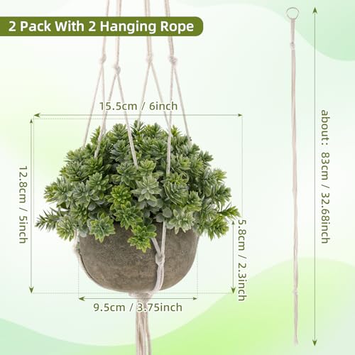 Gresorth 2 Pack Artificial Hanging Plant Decoration Fake Draping Potted Plant Display Realistic Faux Topiaries Model for Patio Birthday Garden - with Hanging Rope - color: E - 2 Pack