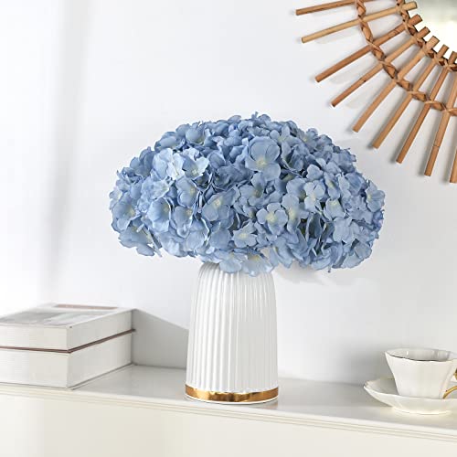 10PCS Artificial Hydrangea Flowers, Fake Hydrangea Silk Flowers Heads with Stems for Wedding Home Party Shop Baby Shower Decoration-Light Blue - color: New-light Blue