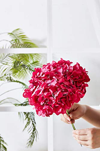 Artificial Hydrangea Flowers Fuchsia 10 Heads Hydrangea Silk Flowers Head for Wedding Centerpieces Bouquets DIY Floral Decor Home Decoration with Long Stems - color: 10pcs Fuchsia, size: Large