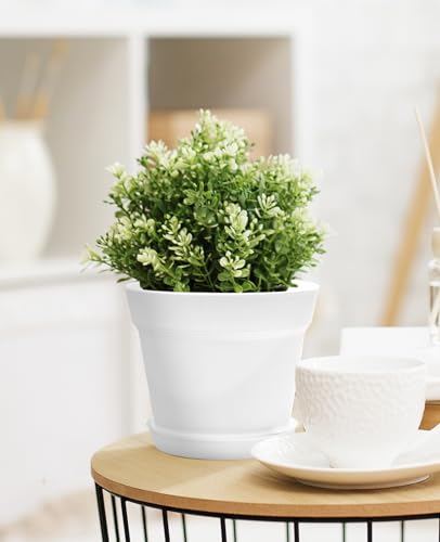 homenote Pots for Plants, 15 Pack 6 Inch Plastic Planters with Multiple Drainage Holes and Trays,Plant Pots for All Home Garden Flowers Succulents (White) - color: White-15 Pcs, size: 6 Inch