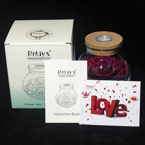 Preserved Real Roses with Colorful Mood Light Wishing Bottle,Eternal Rose，Never Withered Flowers,for Bedroom Party Table Decor, Anniversary,Valentine's,Mother's Day,a Gifts for Women (Burgundy) - color: Burgundy