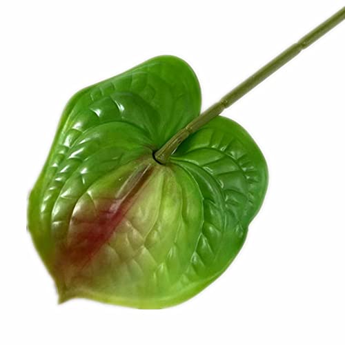 8pcs Artificial Anthurium Flower Single Stem 60cm Long, Green Faux Flamingo Lily Plant with Realistic Leaves, Fake Tropical Flowers for Home Decor Wedding Vase Arrangement - color: Green