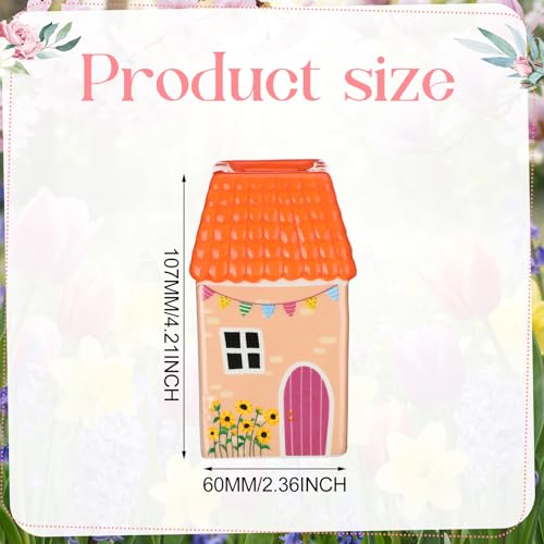 Remerry Ceramic House Shape Vase 2.4 x 3.8 Inch Mini Handmade Vase Decorative Small Flower Container for Living Room Bedroom Farmhouse Home Table Decor Cute Birthday Gift (Orange) - color: Orange