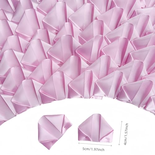 Pre-Assembled Satin Ribbon Petals (100Pcs), DIY Forever Rose Kit for Creating Unique Mother's Day, Wedding Bouquets - color: 100 Pcs Rose Pink