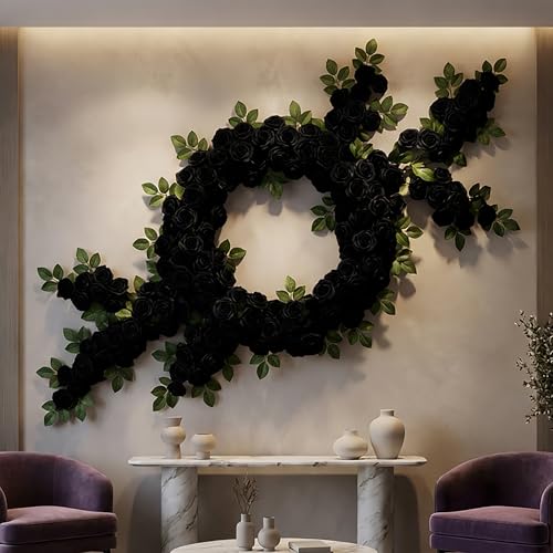 30pcs Real Looking Black Foam Artificial Roses with Stems, Fake Rose Flowers for DIY Wedding Bouquets Bridal Shower Centerpieces Home Party Tables Valentine's Day Mother's Day Decor Gift - color: 30pcs Black