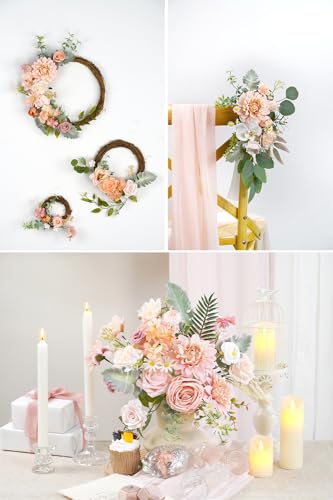 Pink Artificial Flowers Combo Box Wedding Decor,Fake Flowers,Flowers for Decoration,Silk Flowers for Home Decor Indoor,Cake Flowers,Faux Flowers for Crafts - color: Romantic Pink