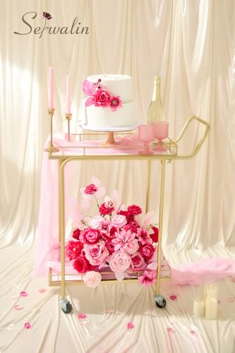 Serwalin Artificial Flowers,Hot Pink Fake Silk Flowers for DIY Wedding Bridal Bouquets,Faux Cake Flowers for Table Centerpieces Party Baby Shower Decorations - color: A Hot Pink, size: 1 Box