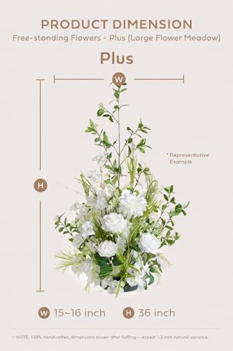 Ling's moment 36" Tall Fall Free Standing Artificial Flowers Arrangement 2pcs Wedding Aisle Runner Chair Decoration Fake Walnut Brown & Golden Glove for Arch Entryway Ceremony Reception Floral Party - color: Br-walnut Brown & Golden Glove