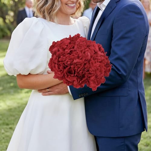IPOPU Red Carnations Artificial Flowers,6PCS Real Touch Faux Flowers 20'' Realistic Long Stem Fake Carnations for Tall Vases Wedding Party Mother's Day Home Decoration (Red) - color: Red