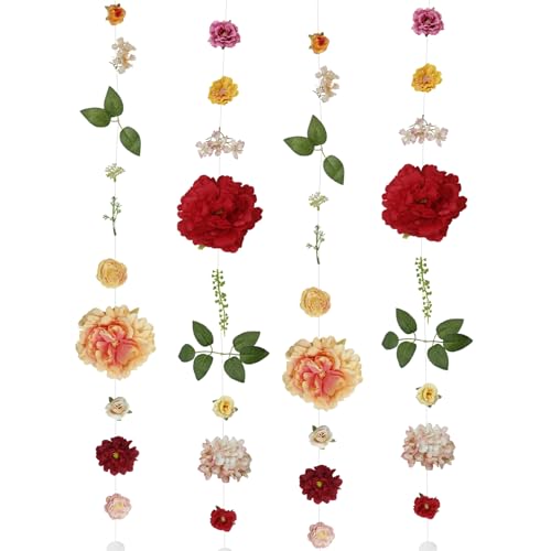 CITYES 2 Pcs Flower Garland for Backdrop Faux Silk Wildflower Garland Floral Vines 6ft Artificial Hanging Flowers Garlands Decorations for Home Garden Spring Summer Wedding Party Arch Wall Fall Decor - color: 2 Pcs-12 Ft